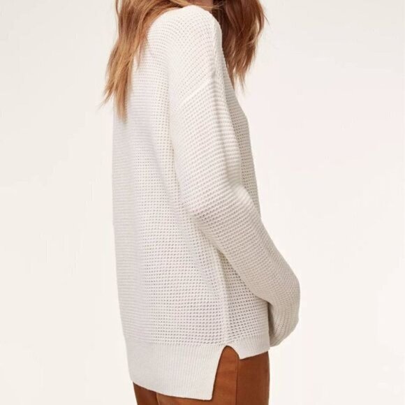 Aritzia Wilfred Free Isabelli Waffle Knit White Sweater Sz XS - Picture 1 of 6